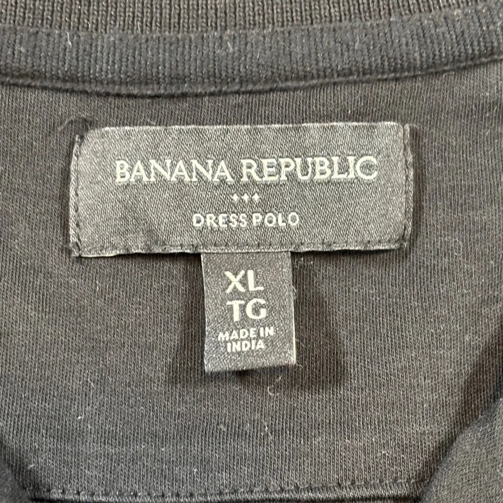 Banana Republic Mens XL Dress Polo Shirt Navy Blue White Micro Stripe‎ Cotton